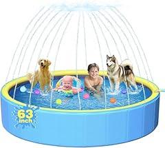 Yivsen 63in Foldable Dog Pool with Sprinkler
