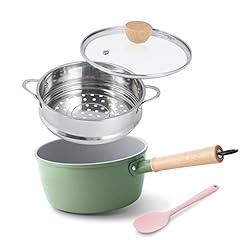 ROCKURWOK Ceramic Nonstick Saucepan with Steamer