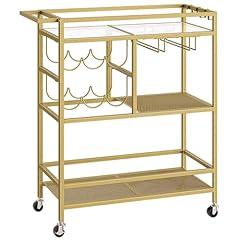 MAHANCRIS Gold 3-Tier Rolling Bar Cart