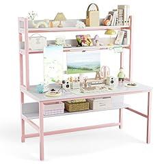 Aquzee Pink Girls Desk with Hutch