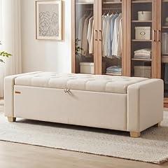 SONGMICS Linen-Look Storage Ottoman Bench ULOM511LF01
