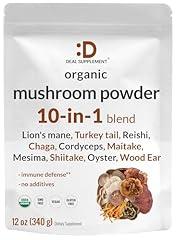 DEAL SUPPLEMENT Organic Mushroom Powder, 12oz – 10 in 1 Active Blend