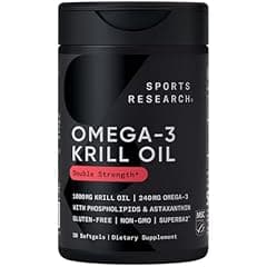 Sports Research Antarctic Krill Oil Omega 3 Softgels 1000mg