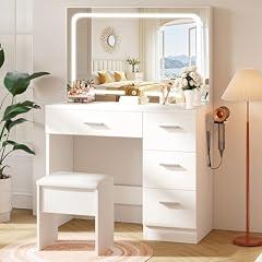 LivelyGlow Makeup Vanity Desk with LED Mirror