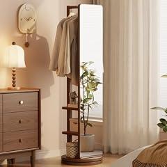 Full Length Mirror with Solid Wood Stand