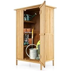 Goplus Wooden Garden Shed with Shelves