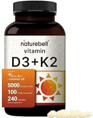 NatureBell Vitamin D3 K2 with Coconut Oil, 240 Softgels