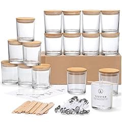 VITEVER 16 Pack Glass Candle Jars with Bamboo Lids