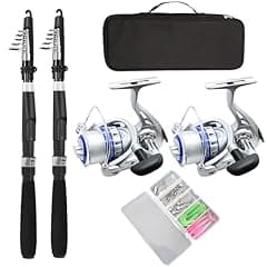 Fishing Pole Combo Set, 2.1m/6.89ft, Carbon Fiber, Telescopic Rods, Spinning Reels, Lures, Carrier Bag