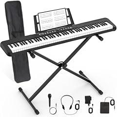 88 Key Piano Keyboard Beginner Electric Digital Piano with Full Size Semi Weighted Keys,Sustain Pedal, Power Supply, Stand, Carrying Case,Headphones-A1
