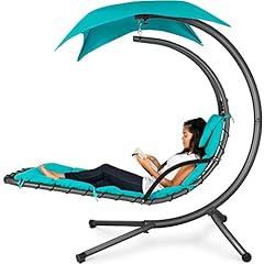Outdoor Chaise Lounge Chair with Canopy - Teal
