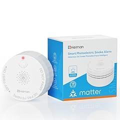 Heiman Matter Smoke Detector, Smart Photoelectric Fire Alarm, Ul217-9Th Listed, Battery Powered, Real-Time Notification, Compatible With Smartthings, Home Assistant, Mini Portable For Home, Rv, Travel