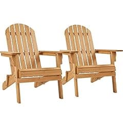 Yaheetech Folding Adirondack Chairs Set, 300LBS Solid Wood