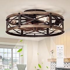 Shluce Farmhouse Flush Mount Ceiling Fan