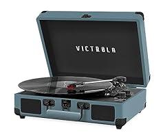 Victrola Vintage Bluetooth Suitcase Record Player Smoky Blue