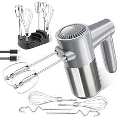 BinROC Cordless Hand Mixer Rechargeable 7-Speed Silver