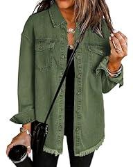 Vetinee Women's Oversized Elm Green Denim Jacket