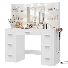 Furmax Vanity Desk with Mirror and LED Lights