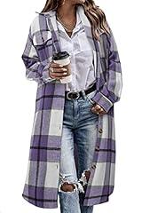 Chiczone Women's Purple Plaid Flannel Shacket