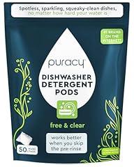 Puracy Natural Dishwasher Pods, Free & Clear 50 Count