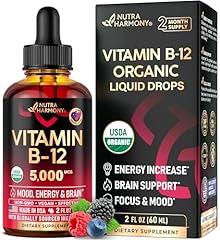 USDA Organic Vitamin B12 Sublingual Drops 5000 mcg
