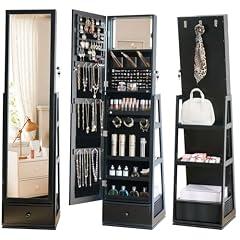 MASMIRE Jewelry Cabinet Mirror Armoire Black