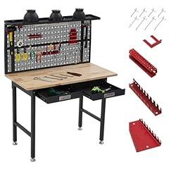 Adjustable Wooden Desk with Drawers and Outlets