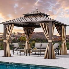 YITAHOME 10x10ft Hardtop Gazebo with Netting and Curtains