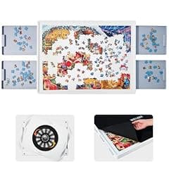 WELGEE Rotating Puzzle Board with Drawers