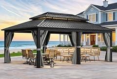 YITAHOME Hard Top Gazebo with Curtains
