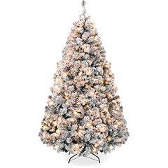 Pre-Lit Artificial Christmas Tree, 12ft Snow Flocked Pine