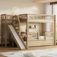 RUNNA Twin Bunk Bed with Slide and Storage