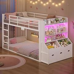 Adorneve Twin Bunk Bed with Storage and Lights