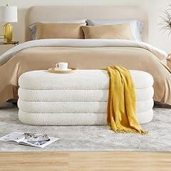 Busaurus Ivory Upholstered Storage Ottoman Bench