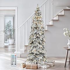 DWVO Pre-Lit Flocked Spruce Christmas Tree