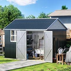 MistMo Outdoor Steel Storage Shed 10x8FT