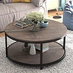 NSdirect Round Coffee Table 36" Rustic Wood