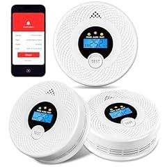 3-Pack Wi-Fi Smoke Detector Carbon Monoxide Detector Combo with App Notifications, Test/Silence Button, Smart Smoke Detector & CO Alarm for Any Home, Real-Time Alert