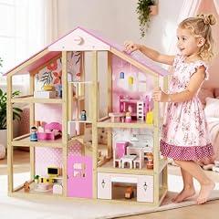 BIERUM Large Pink Wooden Dollhouse