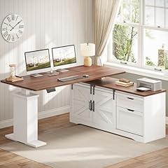 SEDETA Farmhouse L Shaped Adjustable Desk