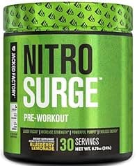 Jacked Factory NITROSURGE Pre Workout Powder - Blueberry Lemonade, 30 Servings