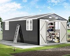 Amerlife Galvanized Steel Storage Shed 10x16.3x7 FT