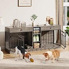 GarveeLife Double Dog Crate Furniture with Storage