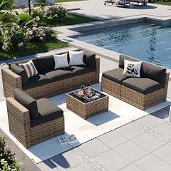 Aoxun 7-Piece Outdoor Wicker Sofa Set