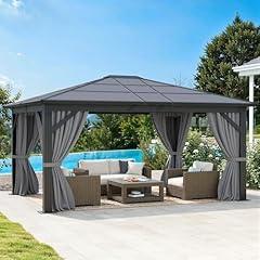 DWVO 10x12ft Hardtop Gazebo with Curtains