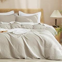 PHF Waffle Weave Queen Duvet Cover Set