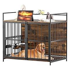 ROOMTEC Large Dog Crate with Raised Feeder