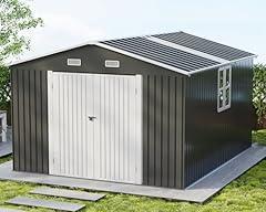 VanAcc Outdoor Metal Storage Shed 10x12x7 FT