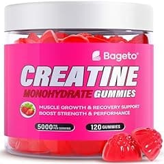 Bageto Creatine Monohydrate Gummies 5000mg, Strawberry, 120 Count