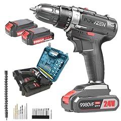 Powzen 24V Brushless Cordless Drill Kit